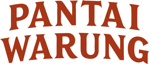 Pantai Warung logo — palm trees, waves and sunset